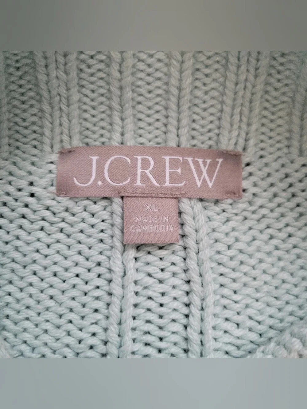 J. Crew 2025 Rollneck Sweater Pistachio Cream Green Blue Cotton XL Extra Large
